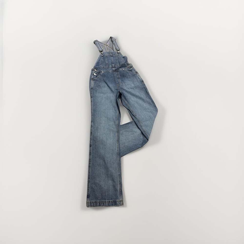 Vtg Y2K Tommy Hilfiger Denim Blue Jean Overalls Wide Leg Boot Cut S Canada Made